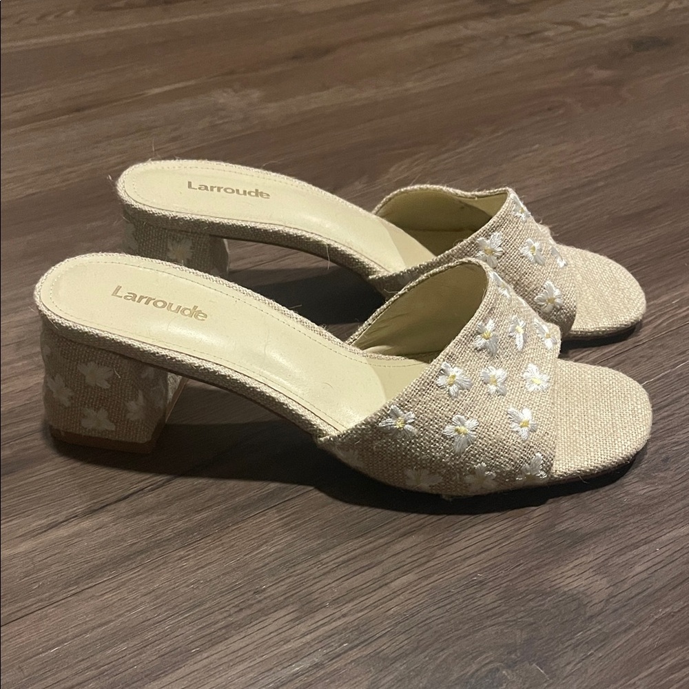Larroude Sandals Canvas Patterned Slides